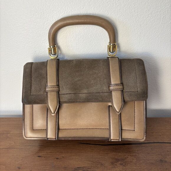 VTG 50s or 60s Tano of Madrid Suede & Leather Satchel Handbag Purse Mini Spain - Picture 1 of 9